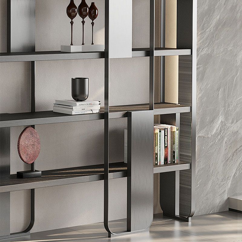 4 Shelves Contemporary Bookcase Standard Metal Open Back Bookshelf