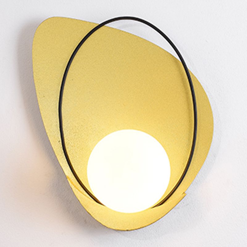 Gold Metal Glass Wall Sconce 1 Blub Wall Mounted Light Fixture for Study Room