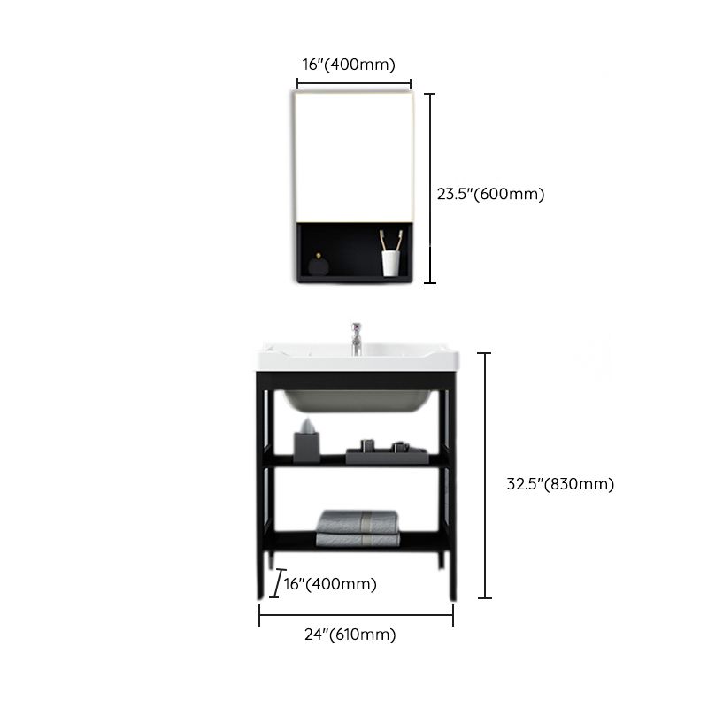 Shelving Included Bath Vanity Set Mirror Freestanding Vanity Set with Single Sink