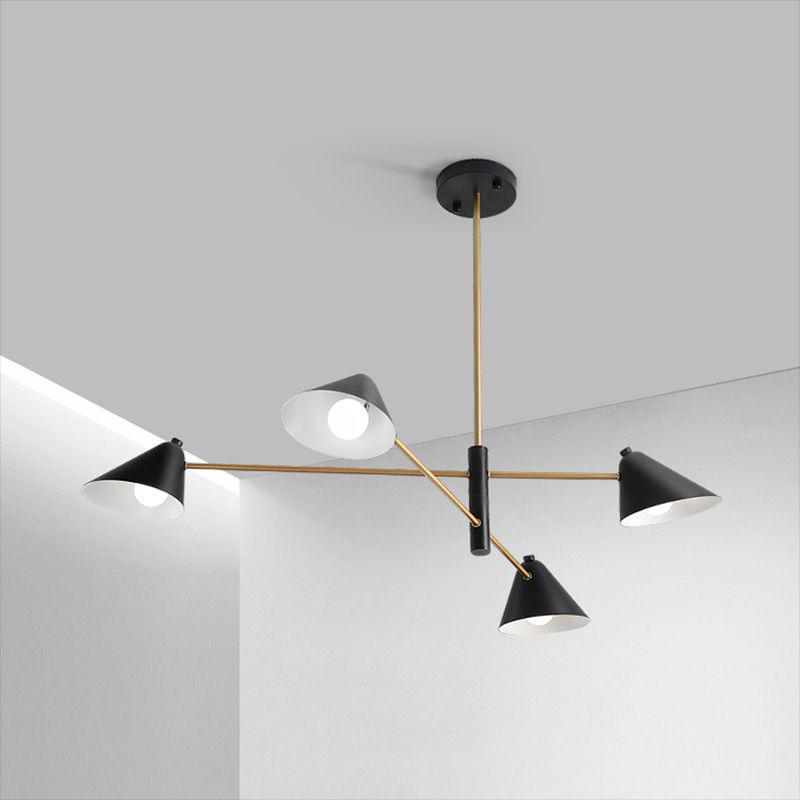 Cono nero ombra lampadina il lampadario 4/6/8 luci lampada sospesa in metallo contemporaneo per salotto