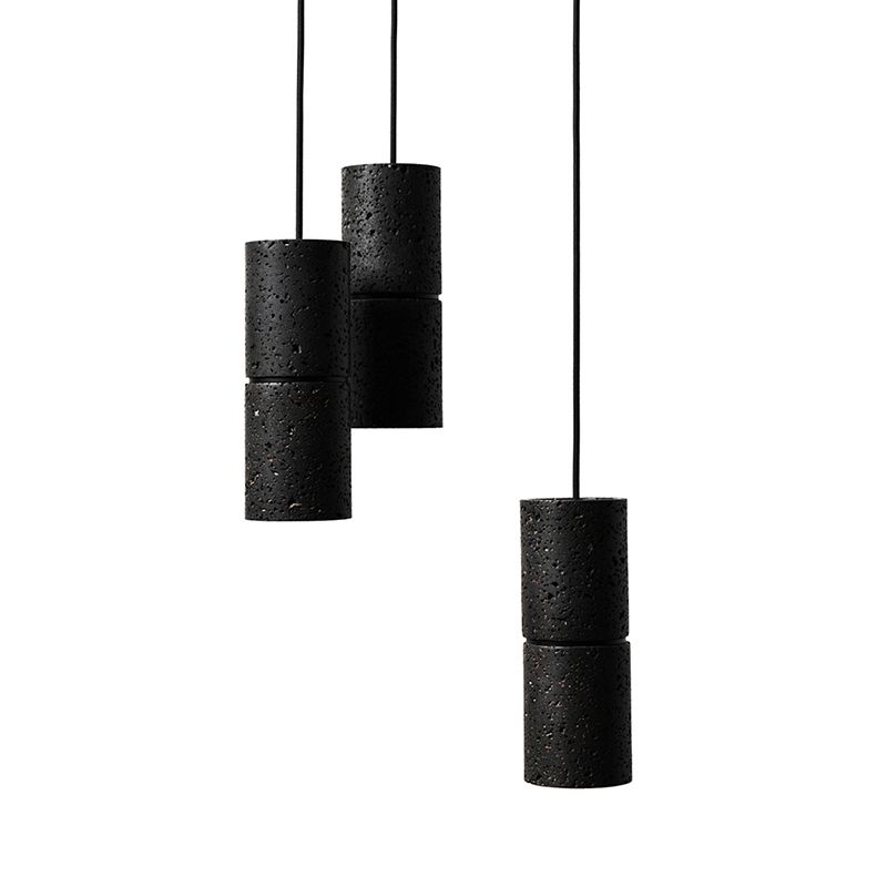 Cement Modern Pendant Light 1-Light Cylinder Ceiling Light Fixture for Dining Room