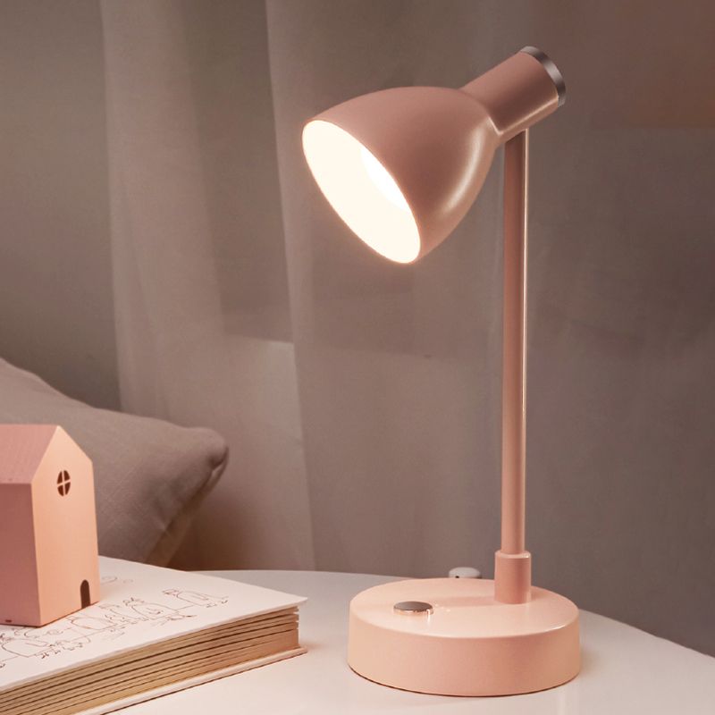 Lampada da tavolo Macaron con luce da lettura a LED per dormitorio con paralume in plastica a campana