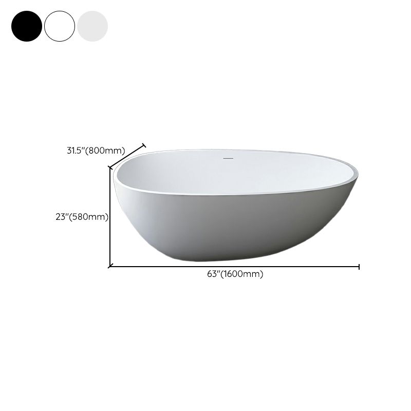 Modern Style Oval Freestanding Bathtub Stone Bathtub with Overflow Trim