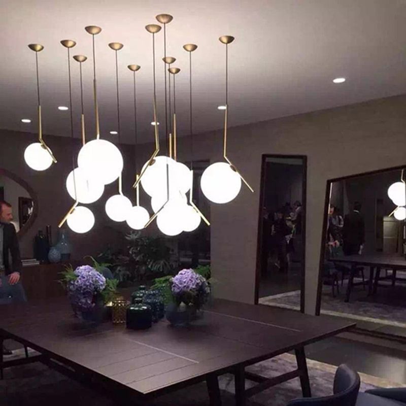 Crema Glass Globe Sospensione Lampada Minimalista 1 Lampada a sospensione per il ristorante