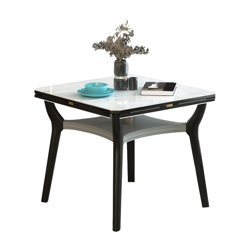Modern Extendable Stone Drop Leaf Folding Square Dining Table for Dining Room