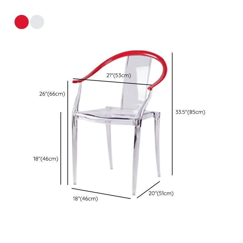 Slat Back Dining Side Chair Contemporary Plastic Dining Arm Chair