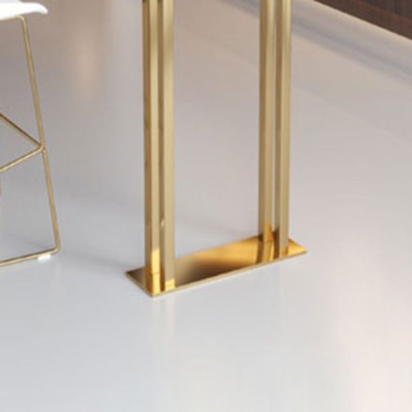 Mesa de comedor de barra de interior de glam rectángulo con pedestal de trineo