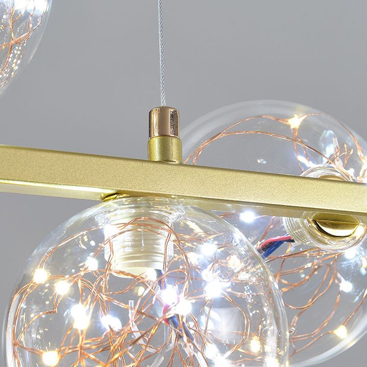 Glass Globe Island Pendant Modern 8-Lights Island Lighting for Dining Room