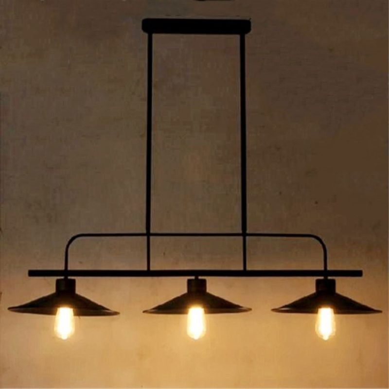 Black Geometric Island Pendant Light in Industrial Concise Style Wrought Iron Ceiling Light for Commercial Place