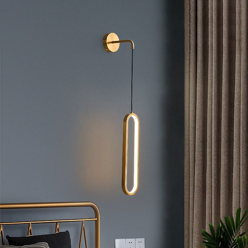 Oval Shade Metal Wall Sconce Modern 1 Light Wall Mount Lighting