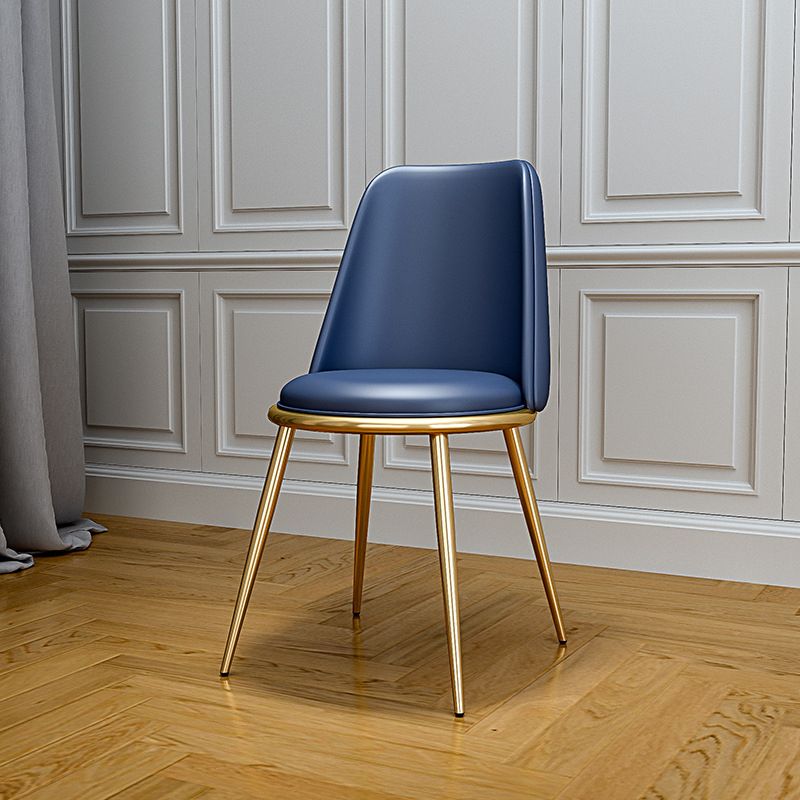 Upholstered Lounge Chair Armless Vanity Chair with Gold Tone Legs