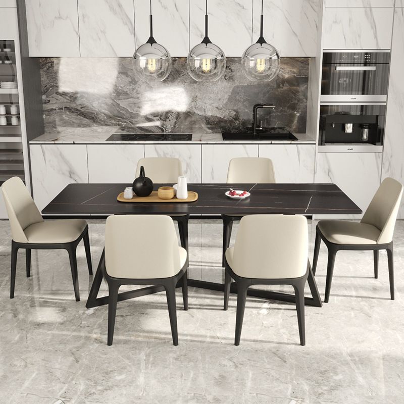 Black Stone Top Table Set for Home 1/2/5/6/7 Pieces Modern Dinette Set
