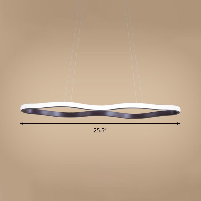 Wave Hanging Ceiling Light Modern Acrylic Coffee 23.5"/36.5"/47" Wide LED Suspension Light in Warm/White Light