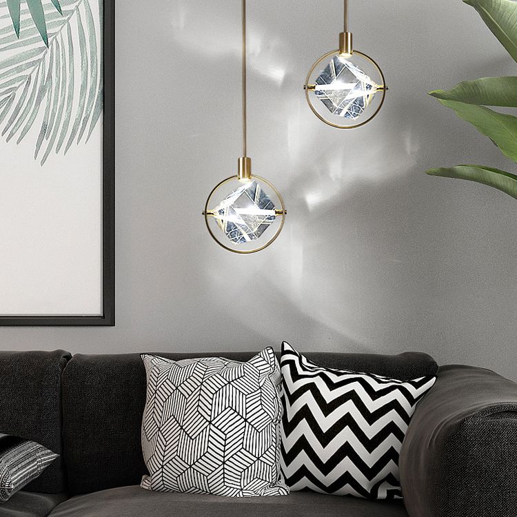 Accesorios de iluminación colgante de esfera de estilo de lujo modernos Cristal 1 luces de techo colgantes