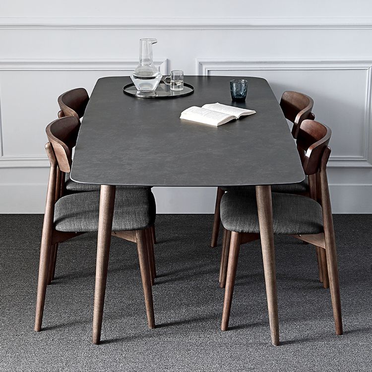 Stile contemporaneo Home Sinterizzato Sinterizzato Tavolo da pranzo Tavolo a forma di rettangolo con 4 gambe Base