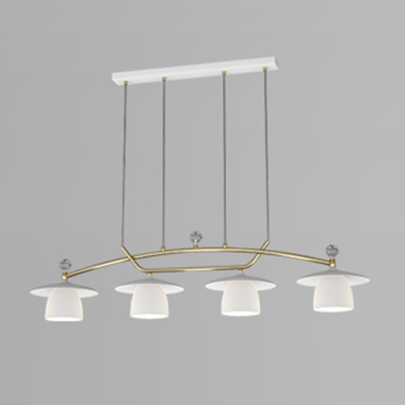 Modern Metal Pendant Light Dome Shape Island Light with Glass Shade for Living Room