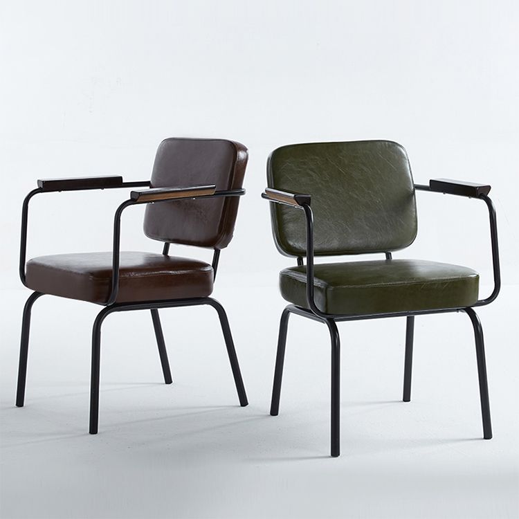 Industrial Style Metal Matte Finish Dinning Arm Chair Open Back Dining Chair