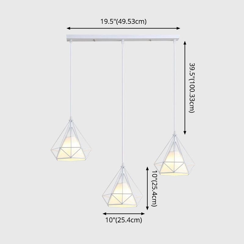 3 luci Diamond Cage Multi Cioncant Light Creative Industrial Metal Multi-Light Ciondolo per il ristorante