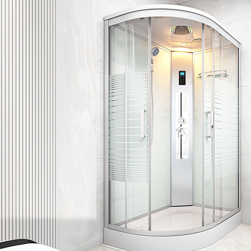 Striped Tempered Glass Shower Stall Framed Shower Stall with Rain Shower