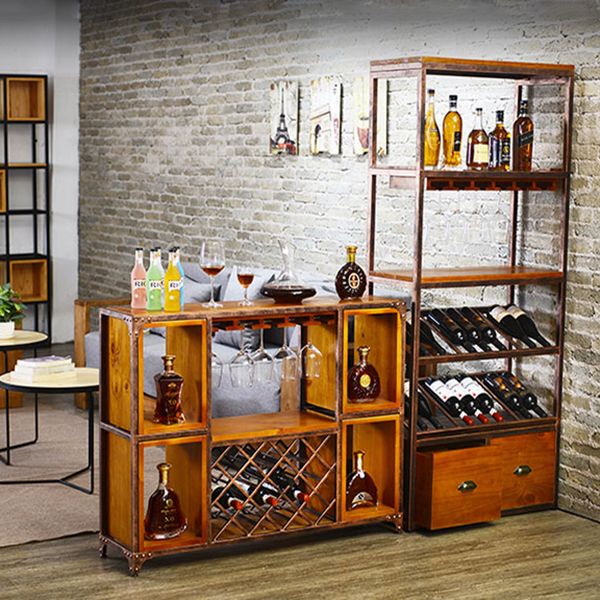 Industrial Wine Glass Stemware Rack Holder Floor Solid Wood Wine Rack Kit