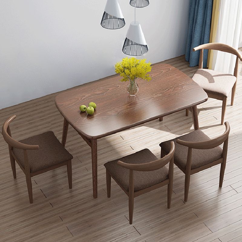 Contemporary Rectangular Wooden Dining Table with Trestle for 2-4 People