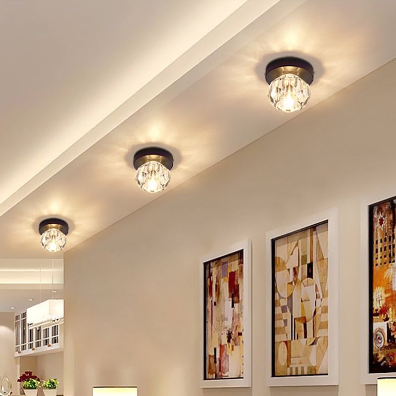 Globe gefacetteerde kristallen inbouwarmatuur Eenvoud LED dichtbij plafondlamp voor gang