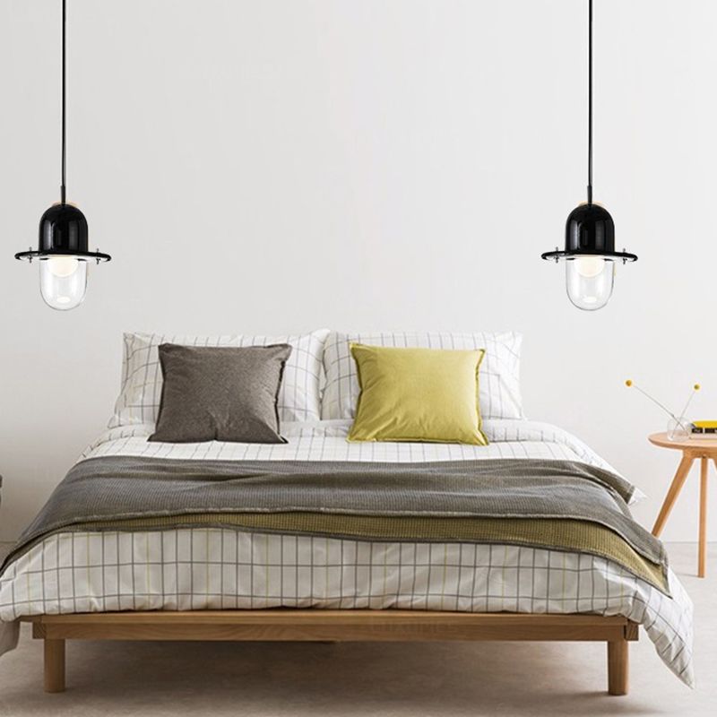 Éclairage de pendentif en verre transparent lampe à suspension à 1 lumière minimaliste pour chambre à coucher
