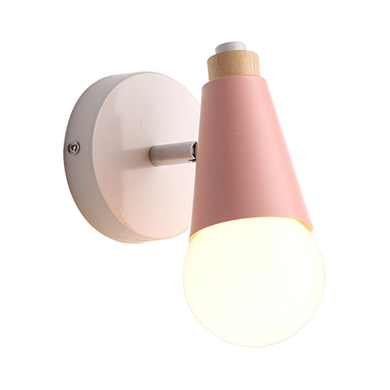Rotatable Macaron Sweet Cone Wall Sconce 1 Head Metal Wall Light for Kid Bedroom