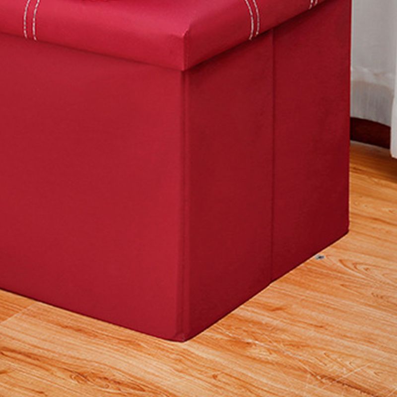 Modern Square Ottoman Foldable Water Resistant Tufted Faux Leather Ottoman with Storage