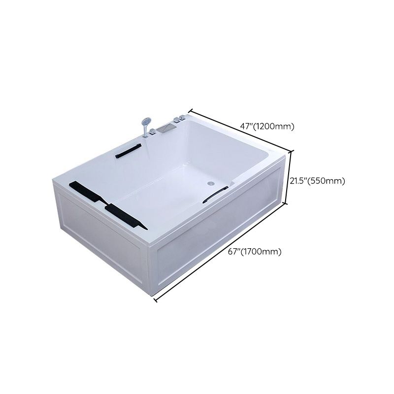 Modern White Soaking Bath Stand Alone Acrylic Rectangular Bathtub