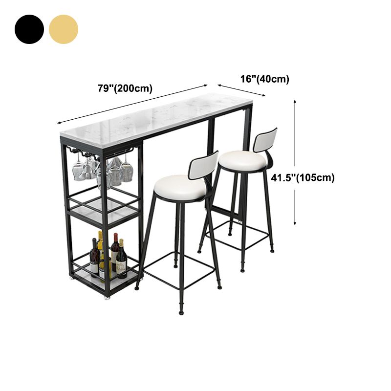 Mesa de altura de barra de doble pedestal de pub rectangular de mármol Mesa de altura de barra de doble pedestal, solo mesa
