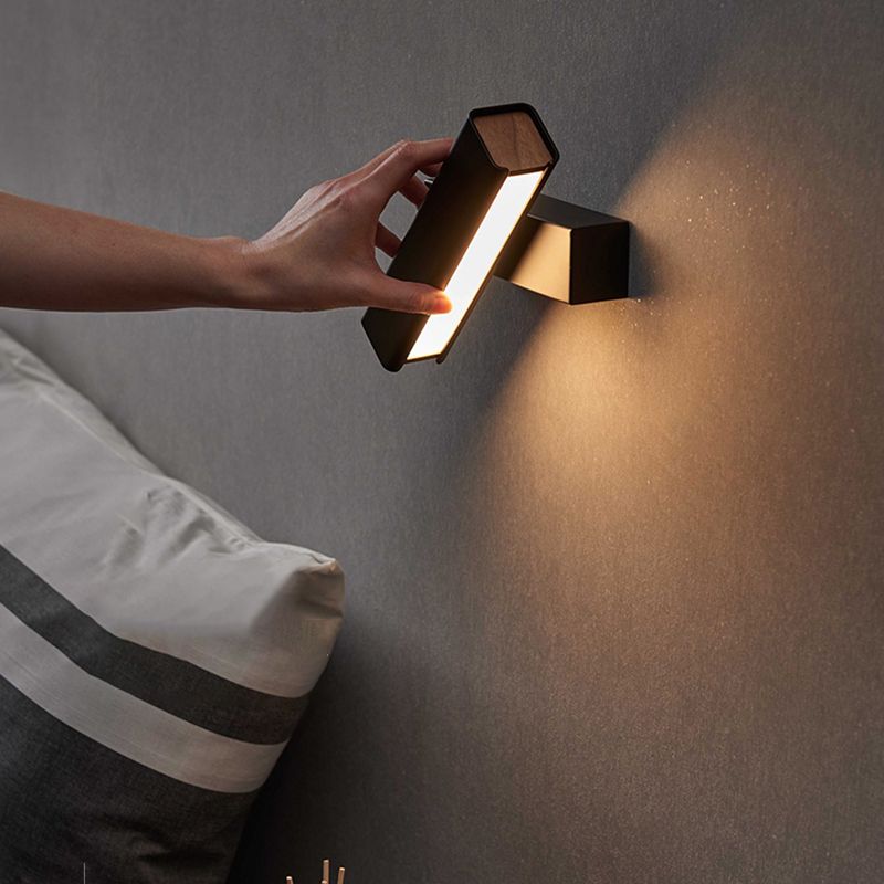 1 Light Rectangular Shade Wall Lighting Modern Style Metal Wall Mounted Light Fixture