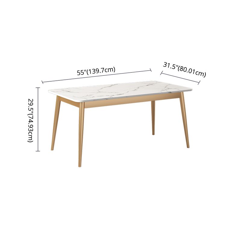 Conjunto de comedor estándar de forma rectangular contemporánea Juego de comidas de cocina sinterizada en blanco