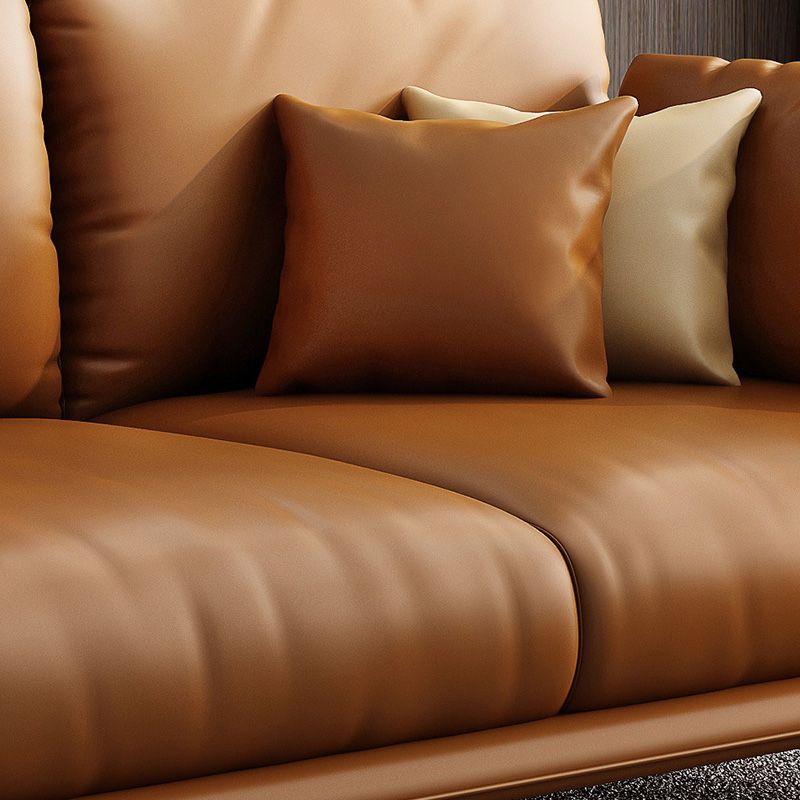 Pillow Armrest Latex Seat Imitation Leather & Leather Upholstered Rectangular Sofa