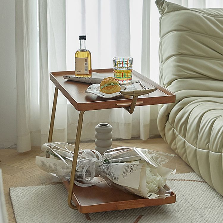20.47" Tall Tray Top Side Accent Table Solid Wood End Slide Table
