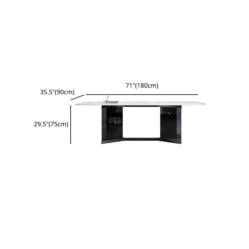 Glass Trestle Base Dining Table Modern Rectangle White Top Dining Room Table