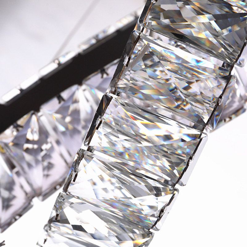 Kristallblock fünfzackiger sternhängender Kronleuchter einfaches Edelstahl-LED-Deckenleuchte, warm/weiß/3 Farblicht