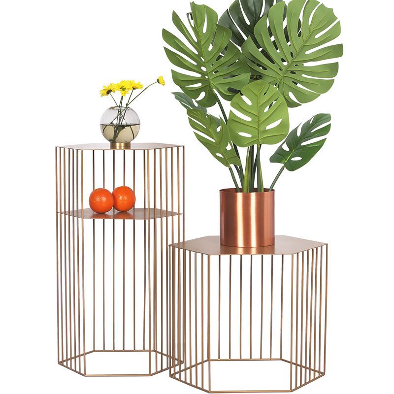 Black/white/gold Geometric Top Side Table Ironcraft Frame End Table