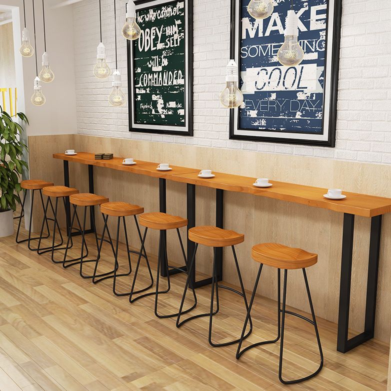 Rectangle Pine Wood Top Bar Table Industrial Bar Table with Double Pedestal