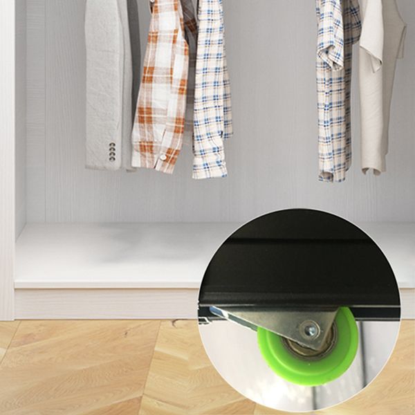 Contemporary Style Wardrobe Armoire White Engineered Wood Wardrobe with Drawer