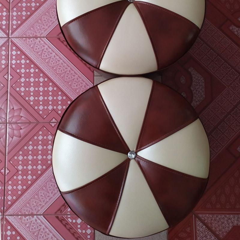 Dark Brown Round Pouf Stain Resistant Color Piece Pouf for Living Room