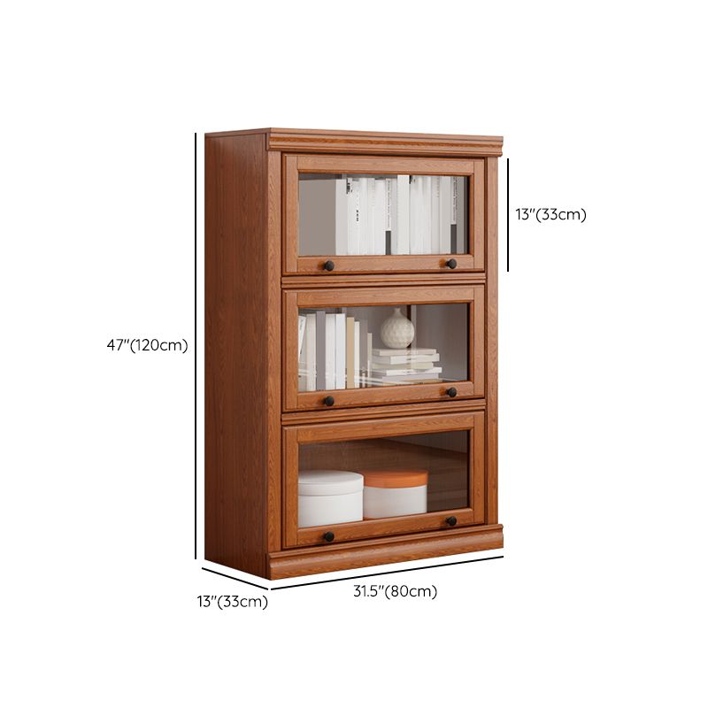 Wooden Contemporary Bookcase Standard Closed Back Bookshelf with Cabinets