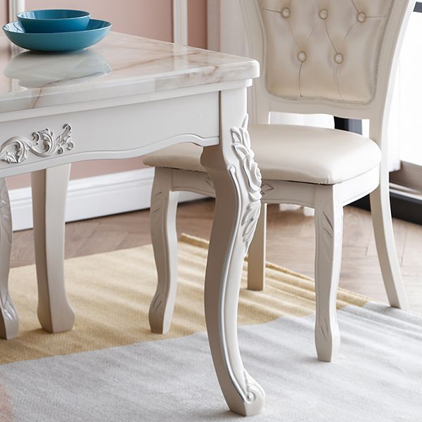 Vitoria Rectangle Shape Marble Table White Standard Dining Table for Kitchen