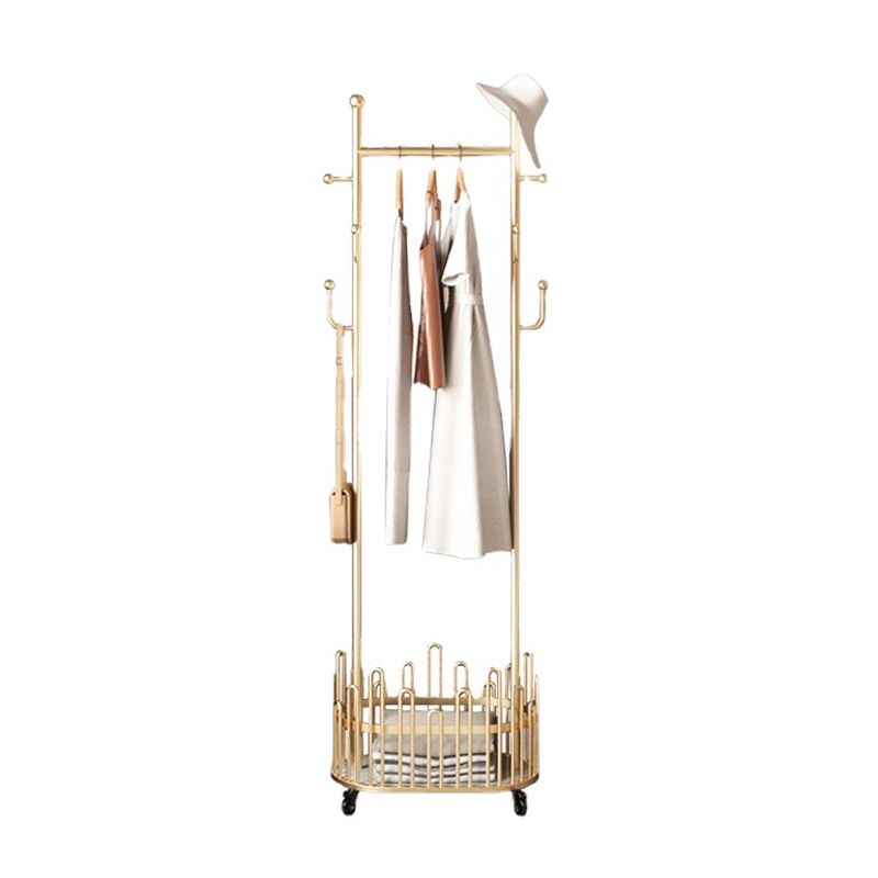 Glam Coat Rack Free Standing Coat Hook Storage Shelf Organizer Metal Hall Stand