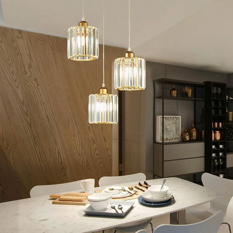 Modern Minimalist in stile Minimalista Drum Impiccing Luci a sospensione Crystal Clessing Sofril Light for Dining Room