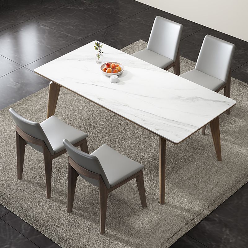 Modern 1/4/5 Pieces Dining Sintered Stone Dining Table Set with Wooden Legs for Home