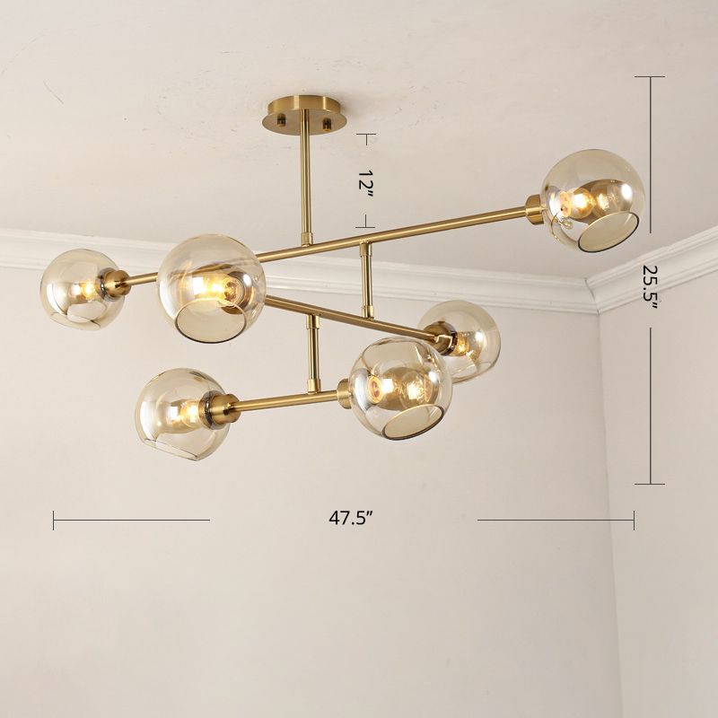 Iluminación colgante de cocina abierta Candelera de techo minimalista con sombra de vidrio de domo