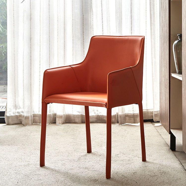 Leather Metal Modern Indoor-Outdoor Chair Dining Room Solid Back Chair