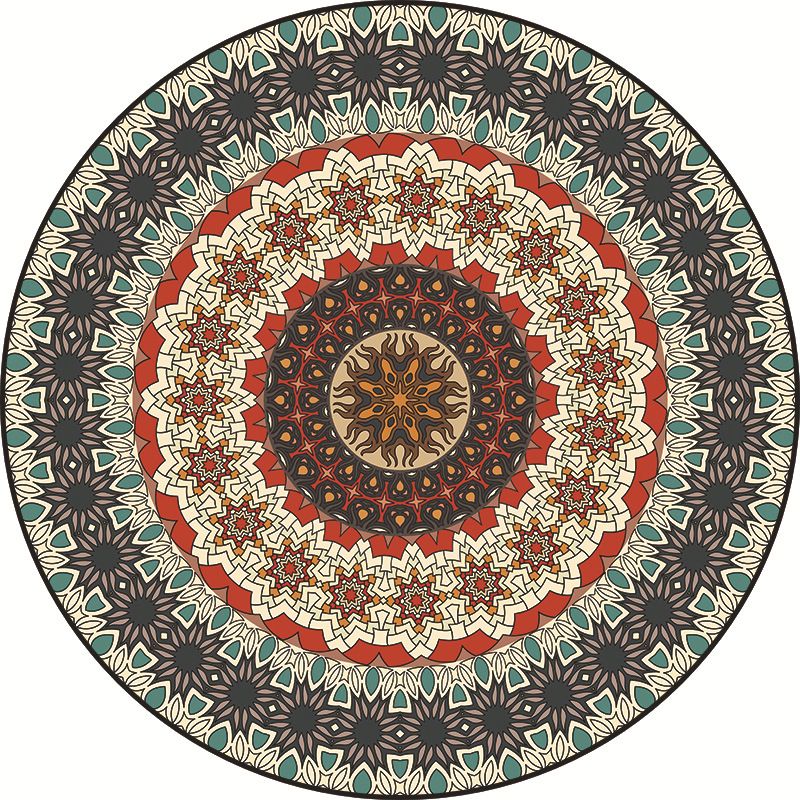 Traditional Multi Color Moroccan Rug Polypropylene Mandala Area Carpet Anti-Slip Machine Washable Stain Resistant Rug for Rome