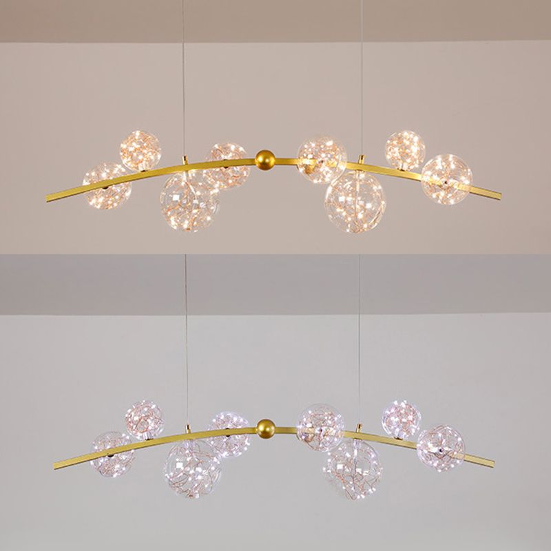 Starry Island Leuchten moderne stilvolle 8-Licht-Goldheizenlicht mit Glasschatten